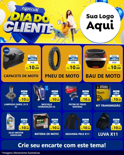 Modelo de Rede Social para Feed Instagram com o tema Especial Dia do Cliente para Moto peças