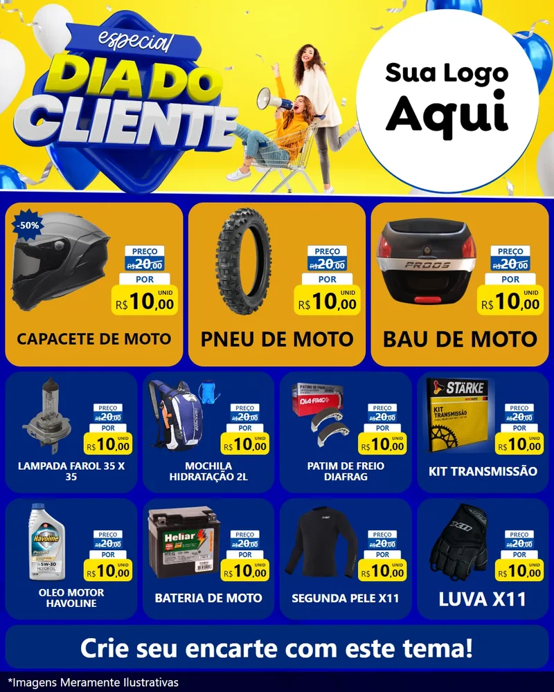 Modelo de Rede Social para Feed Instagram com o tema Especial Dia do Cliente para Moto peças