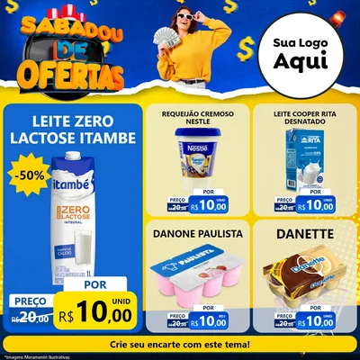 Modelo de Rede Social para Feed Facebook com o tema Sabadou de Ofertas para Frios e Laticínios