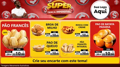 Modelo de TV para TV Horizontal com o tema Super Terça Imperdível para Padaria