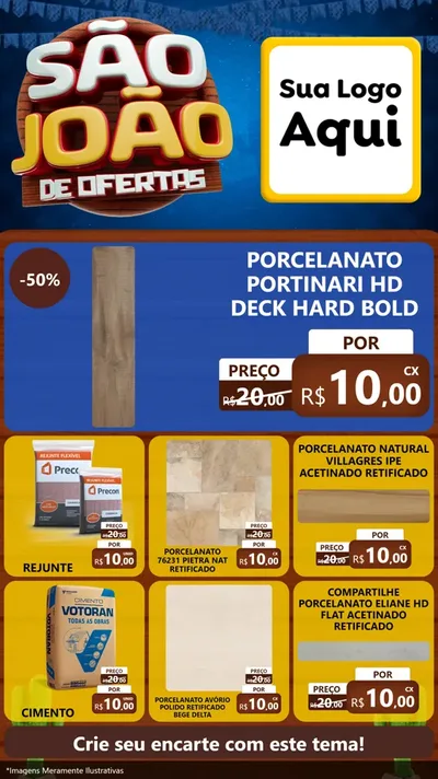 Modelo de Rede Social para Stories com o tema São João Ofertas Imbatíveis! - Junina para Pisos e revestimentos