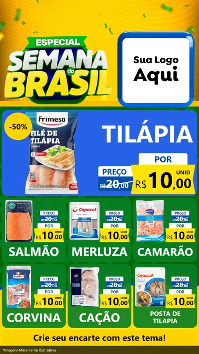 Modelo de Rede Social para Stories com o tema Especial Semana do Brasil para Peixaria