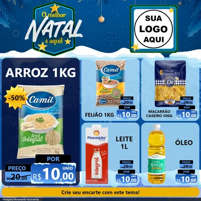 Modelo de Rede Social para Feed Facebook com o tema O Melhor Natal É Aqui! para Supermercado