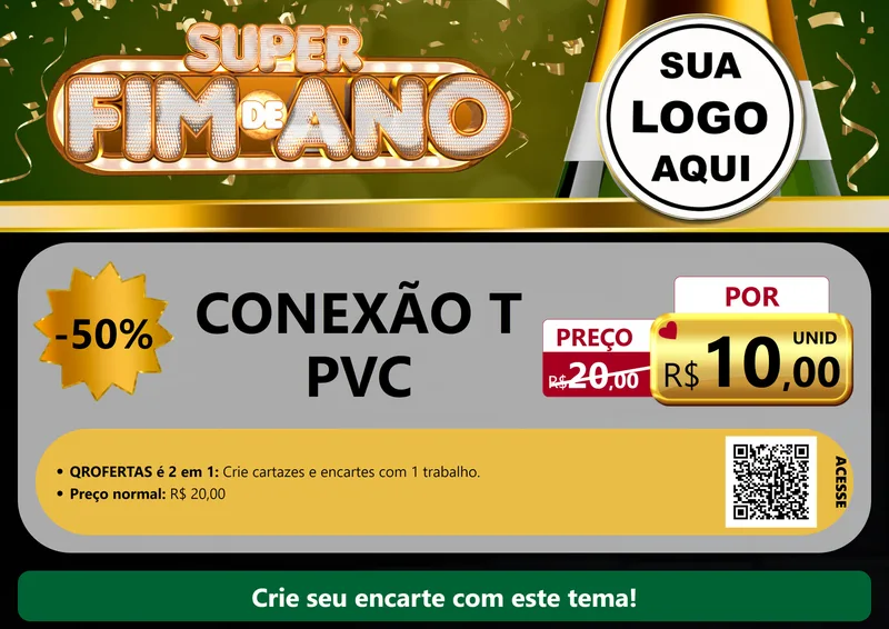 Modelo de Cartaz para Cartaz A4 Horizontal com o tema Super Fim de Ano para Tubos e conexões