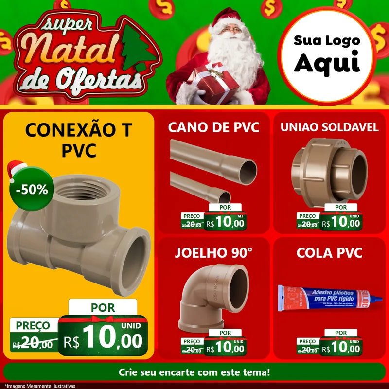 Modelo de Rede Social para Feed Facebook com o tema Super Natal de Ofertas para Tubos e conexões