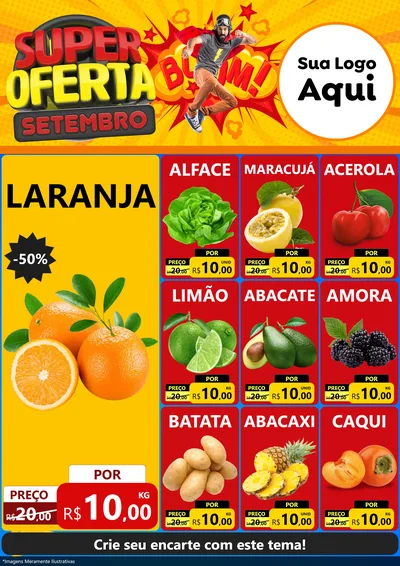 Modelo de Encarte para Encarte A4 Vertical com o tema Super Oferta Setembro para Hortifrúti