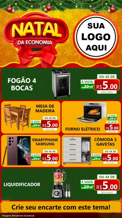 Modelo de TV para TV Vertical com o tema Natal da Economia para Móveis e Eletro