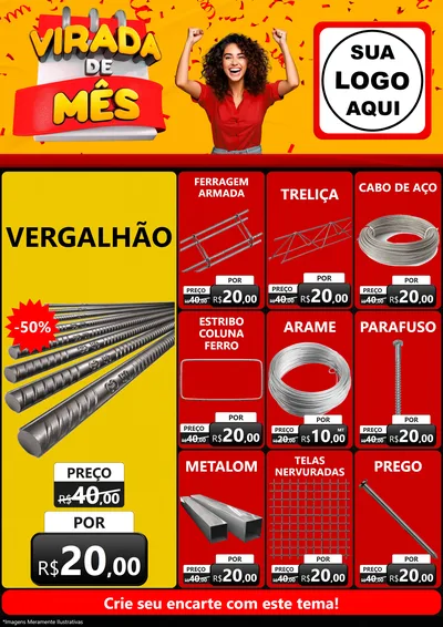Modelo de Encarte para Encarte A4 Vertical com o tema Virada de Mês para Ferragens
