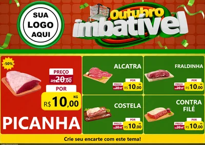 Modelo de Encarte para Encarte A4 Horizontal com o tema Outubro Imbatível para Açougue