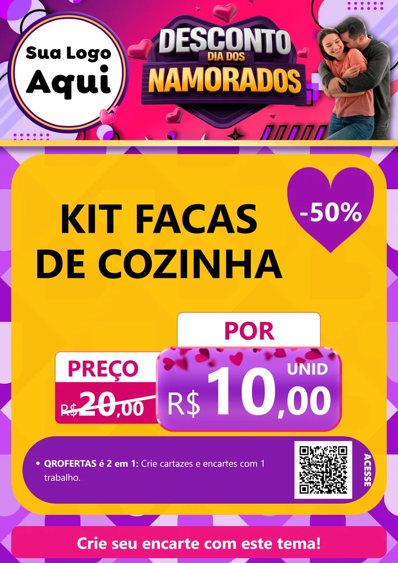 Modelo de Cartaz para Cartaz A4 Vertical com o tema Desconto Dia dos Namorados para Utilidades Domésticas