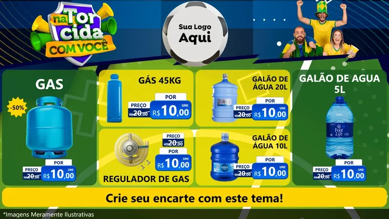 Modelo de TV para TV Horizontal com o tema Na Torcida Com Você - Copa para Água e gás
