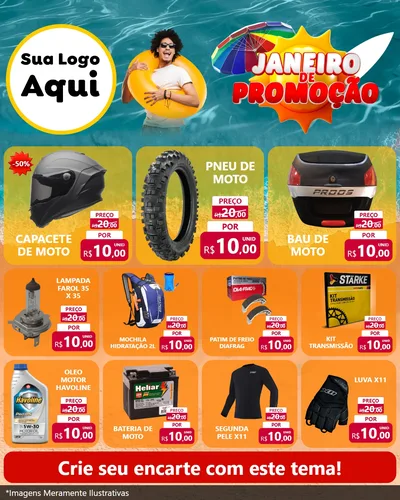 Modelo de Rede Social para Feed Instagram com o tema Janeiro de Promoção para Moto peças