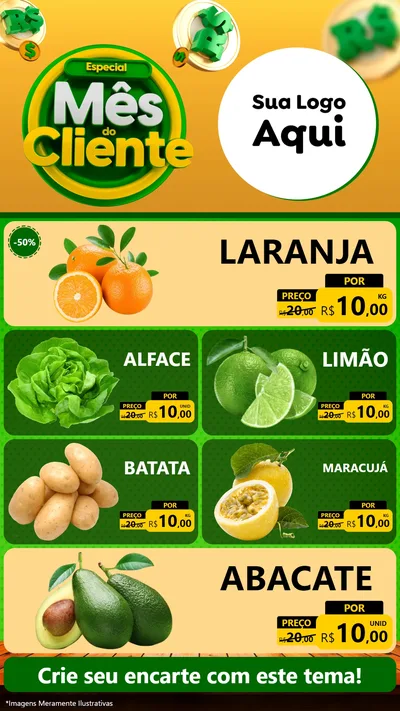 Modelo de TV para TV Vertical com o tema Especial Mês do Cliente para Hortifrúti