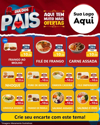 Modelo de Rede Social para Feed Instagram com o tema Dia dos Pais para Restaurante