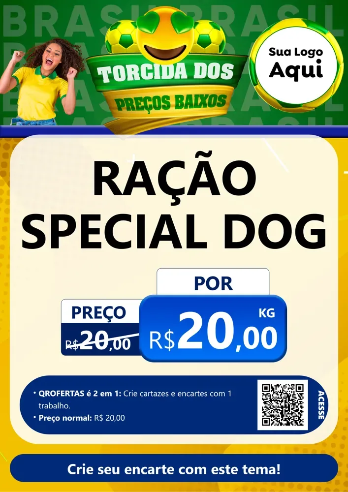Modelo de Cartaz para Cartaz A4 Vertical com o tema Torcida dos Preços Baixos - Copa para Pet Shop