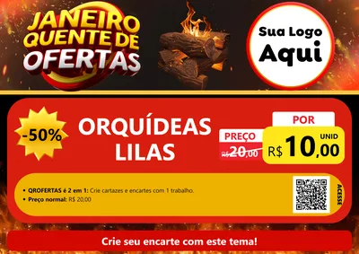Modelo de Cartaz para Cartaz A4 Horizontal com o tema Janeiro Quente de Ofertas para Floricultura e jardim