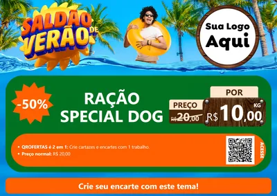 Modelo de Cartaz para Cartaz A4 Horizontal com o tema Saldão de Verão para Pet Shop
