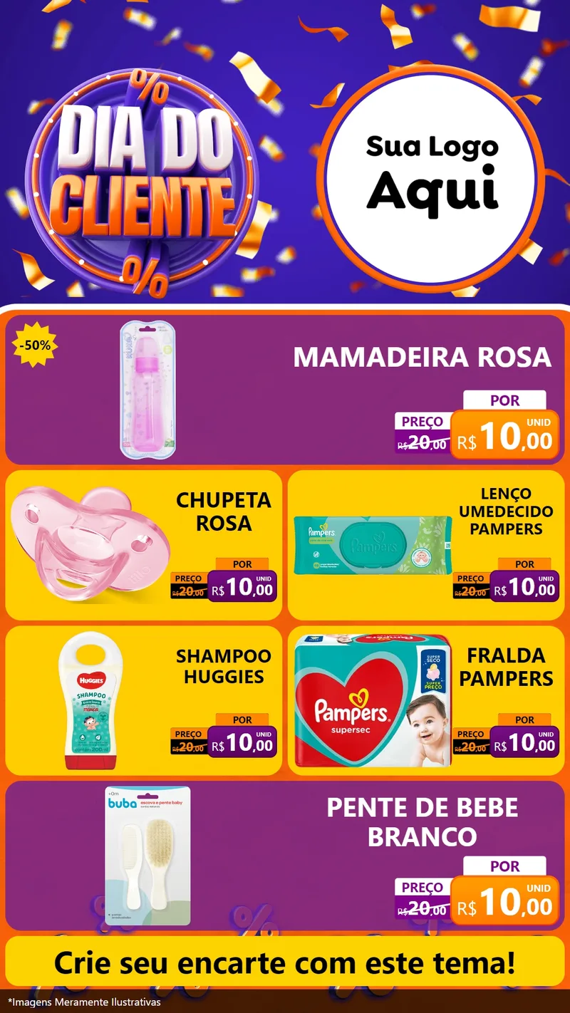 Modelo de TV para TV Vertical com o tema Dia do Cliente para Bebês