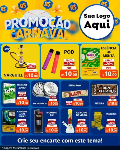 Modelo de Rede Social para Feed Instagram com o tema Promoção de Carnaval para Tabacaria