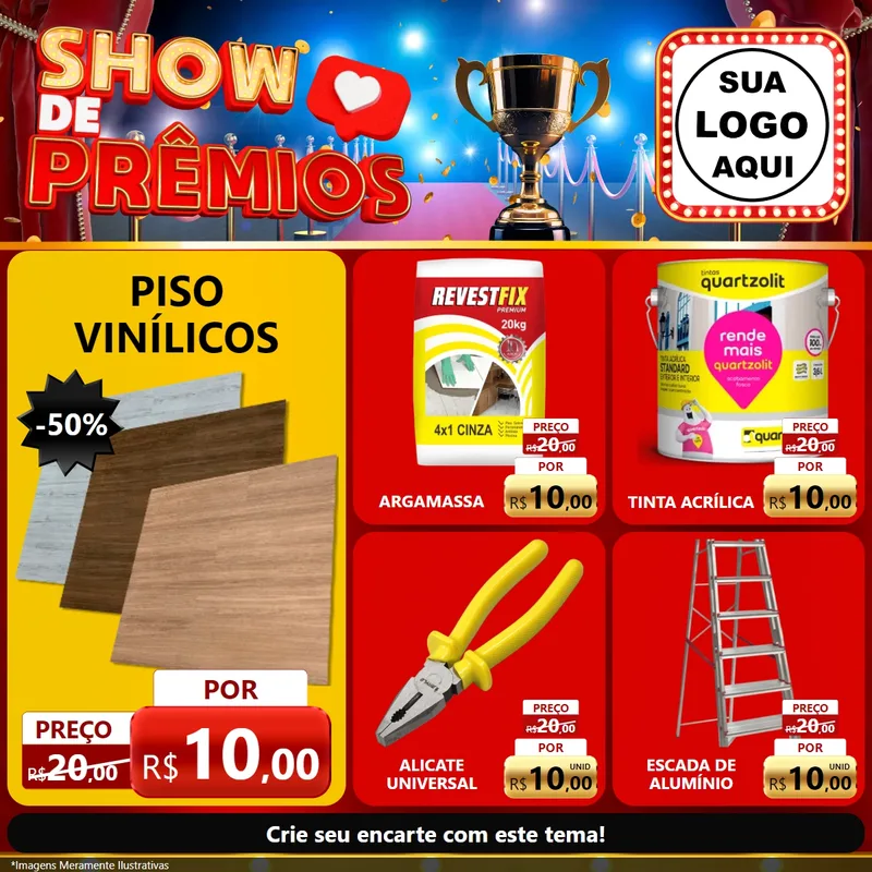 Modelo de Rede Social para Feed Facebook com o tema Show de Prêmios para Material para Construção