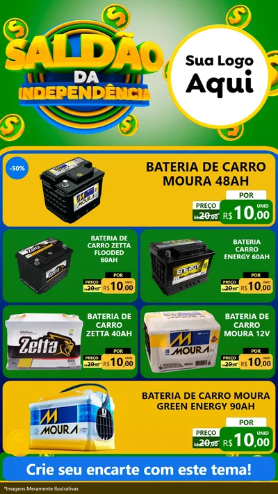 Modelo de TV para TV Vertical com o tema Saldão da Indepêndencia para Baterias Elétricas