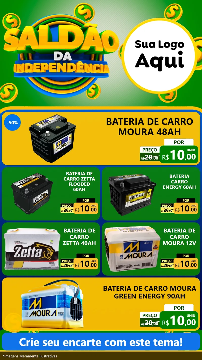 Modelo de TV para TV Vertical com o tema Saldão da Indepêndencia para Baterias Elétricas