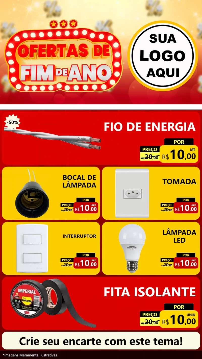 Modelo de TV para TV Vertical com o tema Ofertas de Fim de Ano para Materiais Elétricos