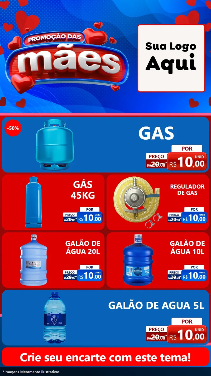 Modelo de TV para TV Vertical com o tema Promoção das Mães para Água e gás
