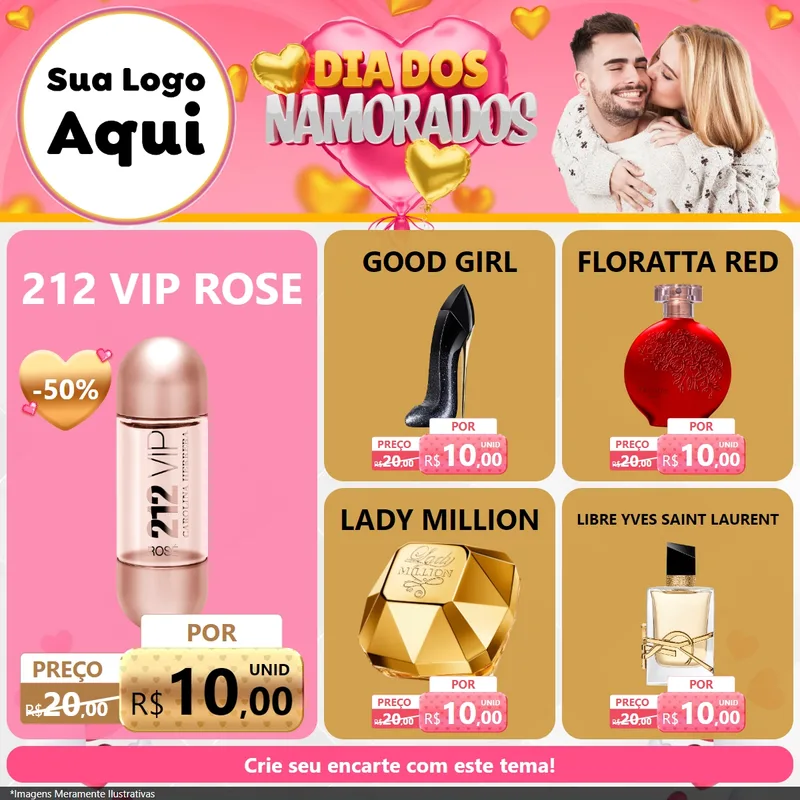 Modelo de Rede Social para Feed Facebook com o tema Dia dos Namorados para Perfumes