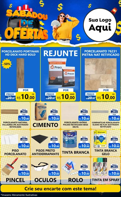 Modelo de Encarte para Encarte Grande com o tema Sabadou de Ofertas para Pisos e revestimentos