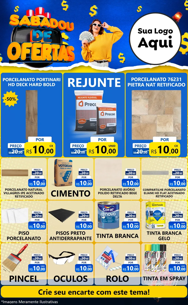 Modelo de Encarte para Encarte Grande com o tema Sabadou de Ofertas para Pisos e revestimentos