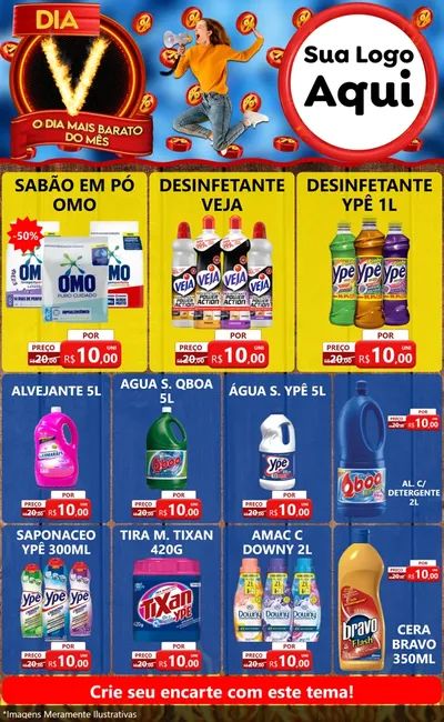 Modelo de Encarte para Encarte Grande com o tema Dia V - O Dia Mais Barato Do Mês para Produtos de Limpeza