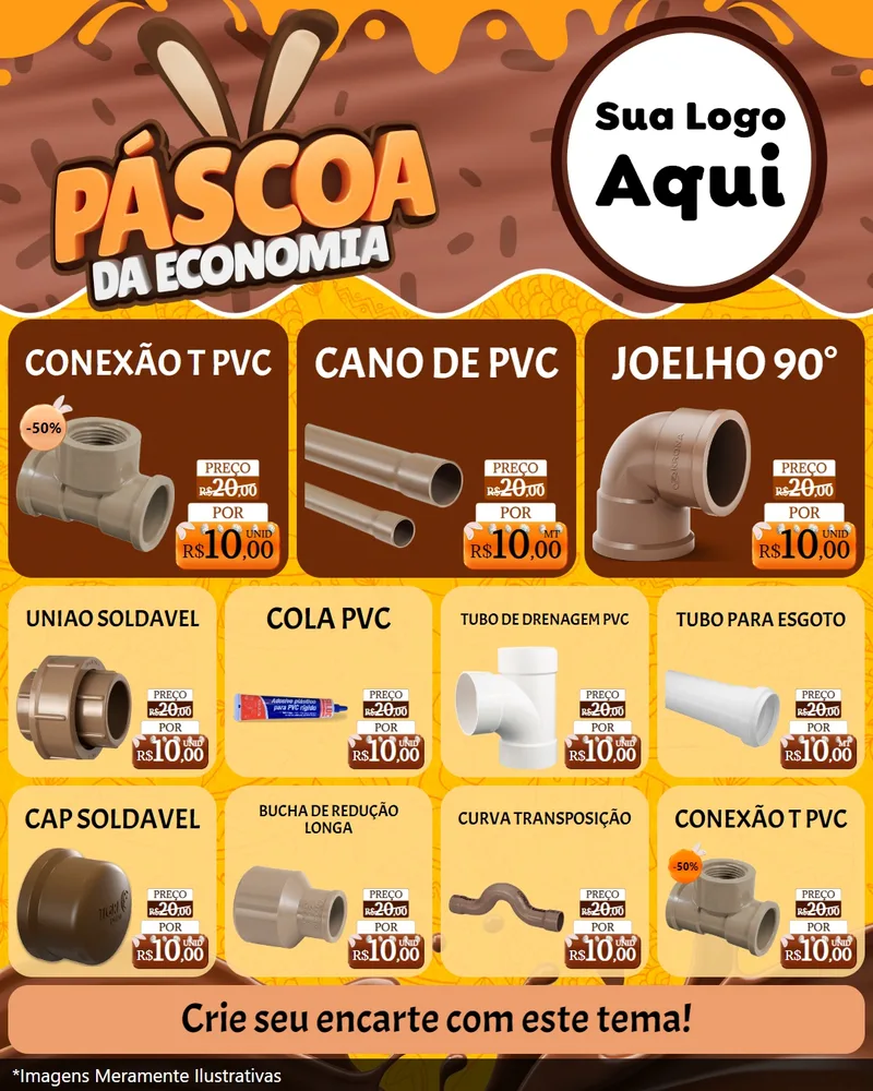 Modelo de Rede Social para Feed Instagram com o tema Páscoa da Economia para Tubos e conexões