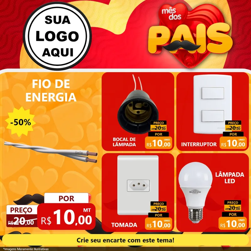 Modelo de Rede Social para Feed Facebook com o tema Mês Dos Pais para Materiais Elétricos