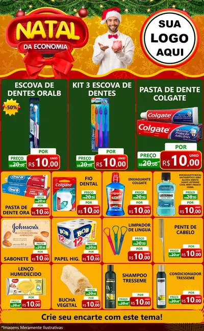 Modelo de Encarte para Encarte Grande com o tema Natal da Economia para Higiene Pessoal