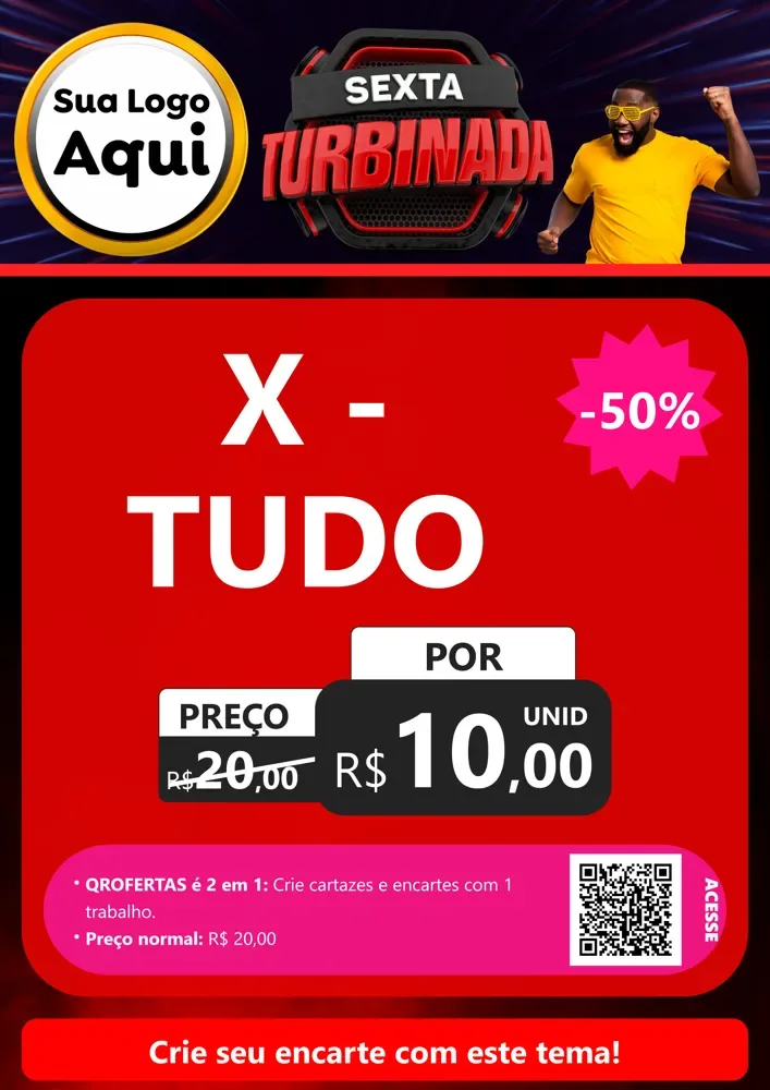 Modelo de Cartaz para Cartaz A4 Vertical com o tema Sexta Turbinada para Hamburgueria