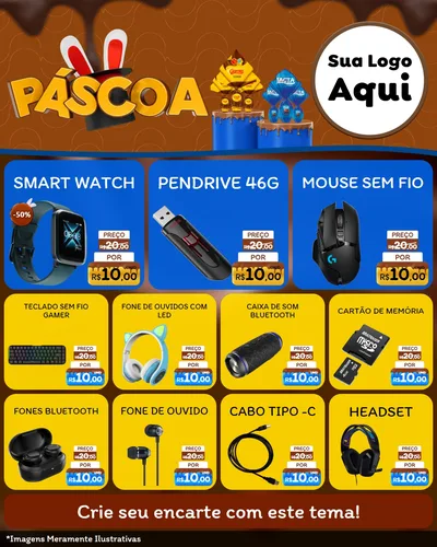 Modelo de Rede Social para Feed Instagram com o tema Páscoa para Informática