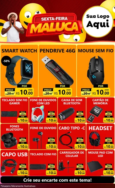 Modelo de Encarte para Encarte Grande com o tema Sexta-feira Maluca para Informática