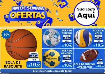 Modelo de Encarte para Encarte A4 Horizontal com o tema Fim de Semana de Ofertas para Artigos Esportivos