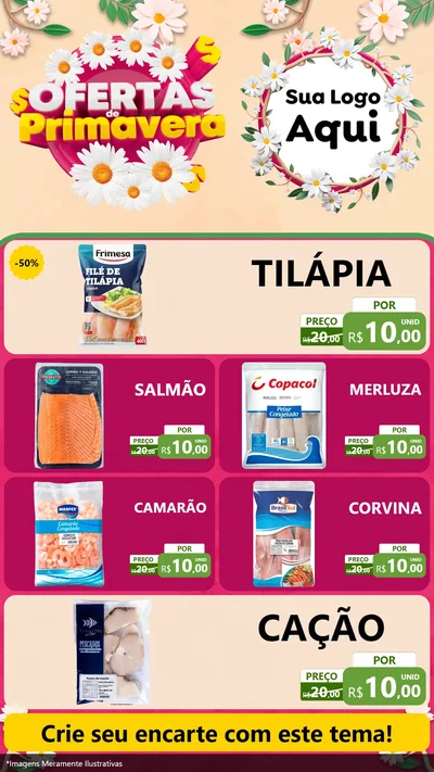 Modelo de TV para TV Vertical com o tema Ofertas de Primavera para Peixaria