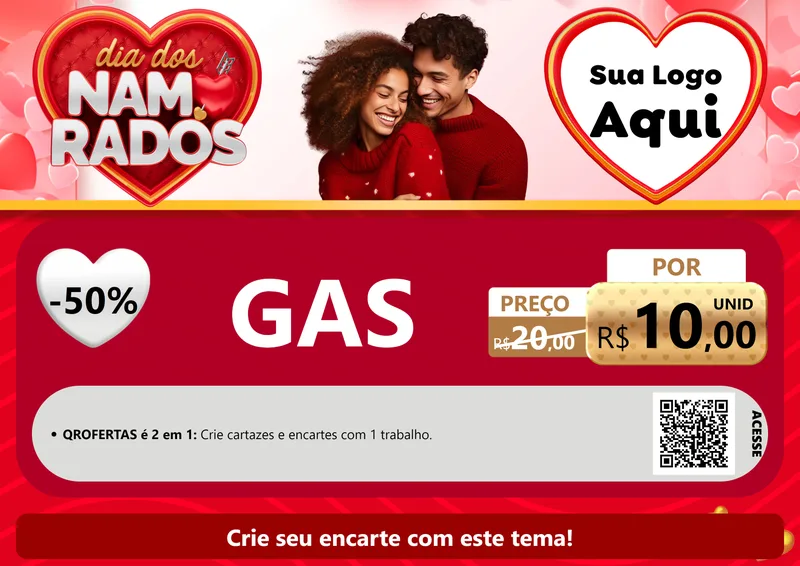 Modelo de Cartaz para Cartaz A4 Horizontal com o tema Dia dos Namorados para Água e gás