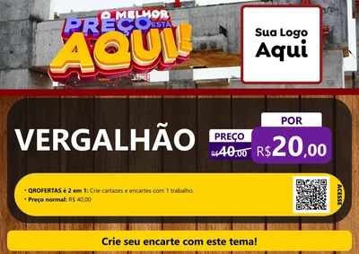 Modelo de Cartaz para Cartaz A4 Horizontal com o tema O Melhor Preço Está Aqui - Construção para Ferragens