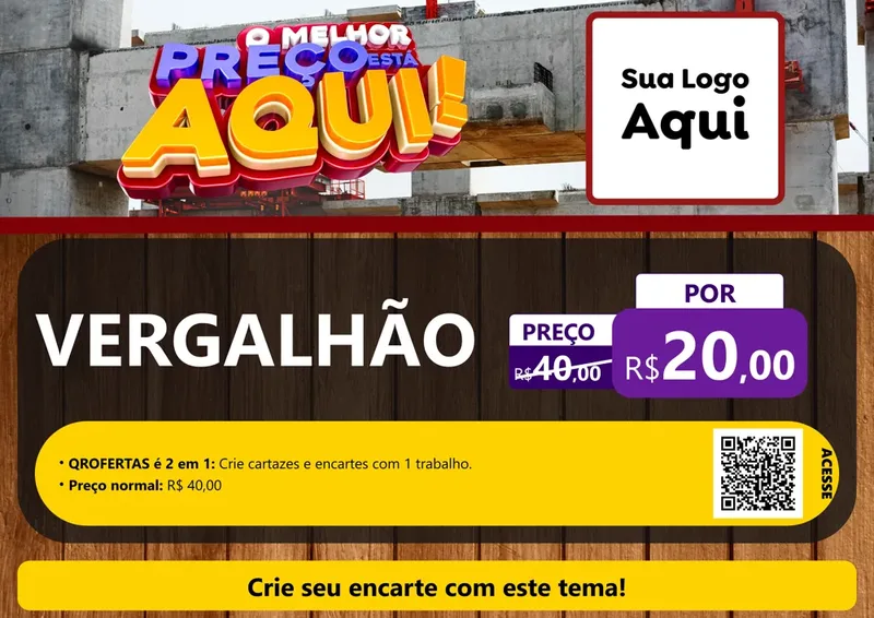 Modelo de Cartaz para Cartaz A4 Horizontal com o tema O Melhor Preço Está Aqui - Construção para Ferragens