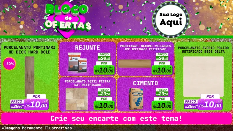 Modelo de TV para TV Horizontal com o tema Bloco de Ofertas para Pisos e revestimentos