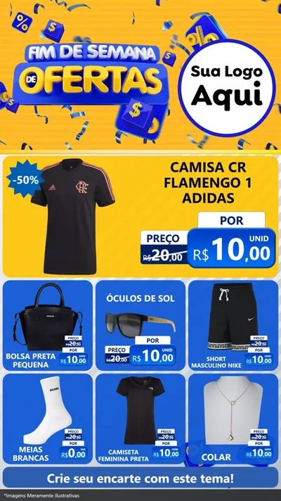 Modelo de Rede Social para Stories com o tema Fim de Semana de Ofertas para Roupas e acessórios