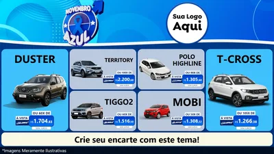 Modelo de TV para TV Horizontal com o tema Novembro Azul para Concessionaria de Carros