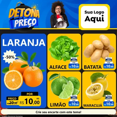 Modelo de Rede Social para Feed Facebook com o tema Detona Preços para Hortifrúti