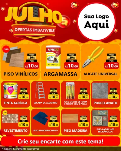 Modelo de Rede Social para Feed Instagram com o tema Julho Ofertas Imbatíveis para Material para Construção