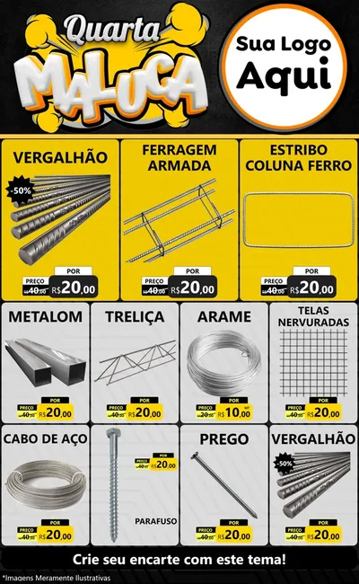 Modelo de Encarte para Encarte Grande com o tema Quarta Maluca para Ferragens