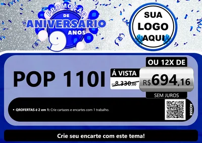 Modelo de Cartaz para Cartaz A4 Horizontal com o tema Promoção de Aniversário - 9 Anos para Concessionaria de Motos